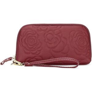 Vegan Leather Wristlet Purses for Women Red